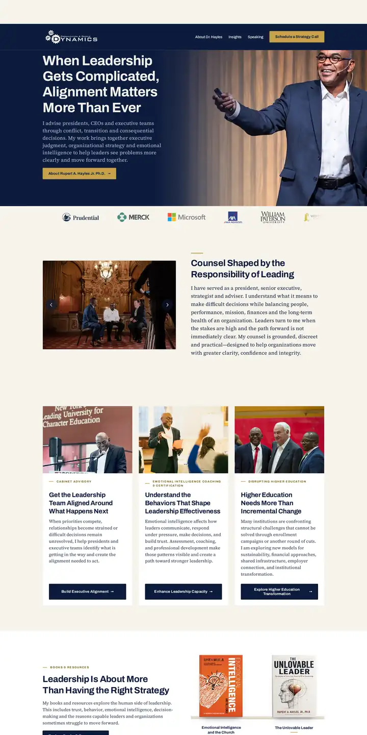 OP Dynamics client website scrolling on desktop and mobile
