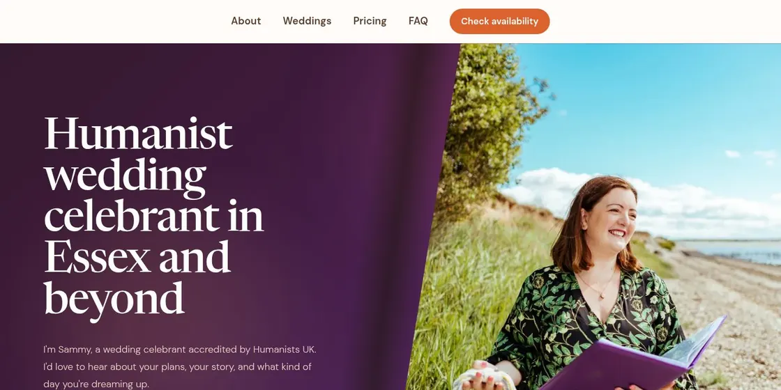 Sammy's Ceremonies homepage, a humanist wedding celebrant in Essex